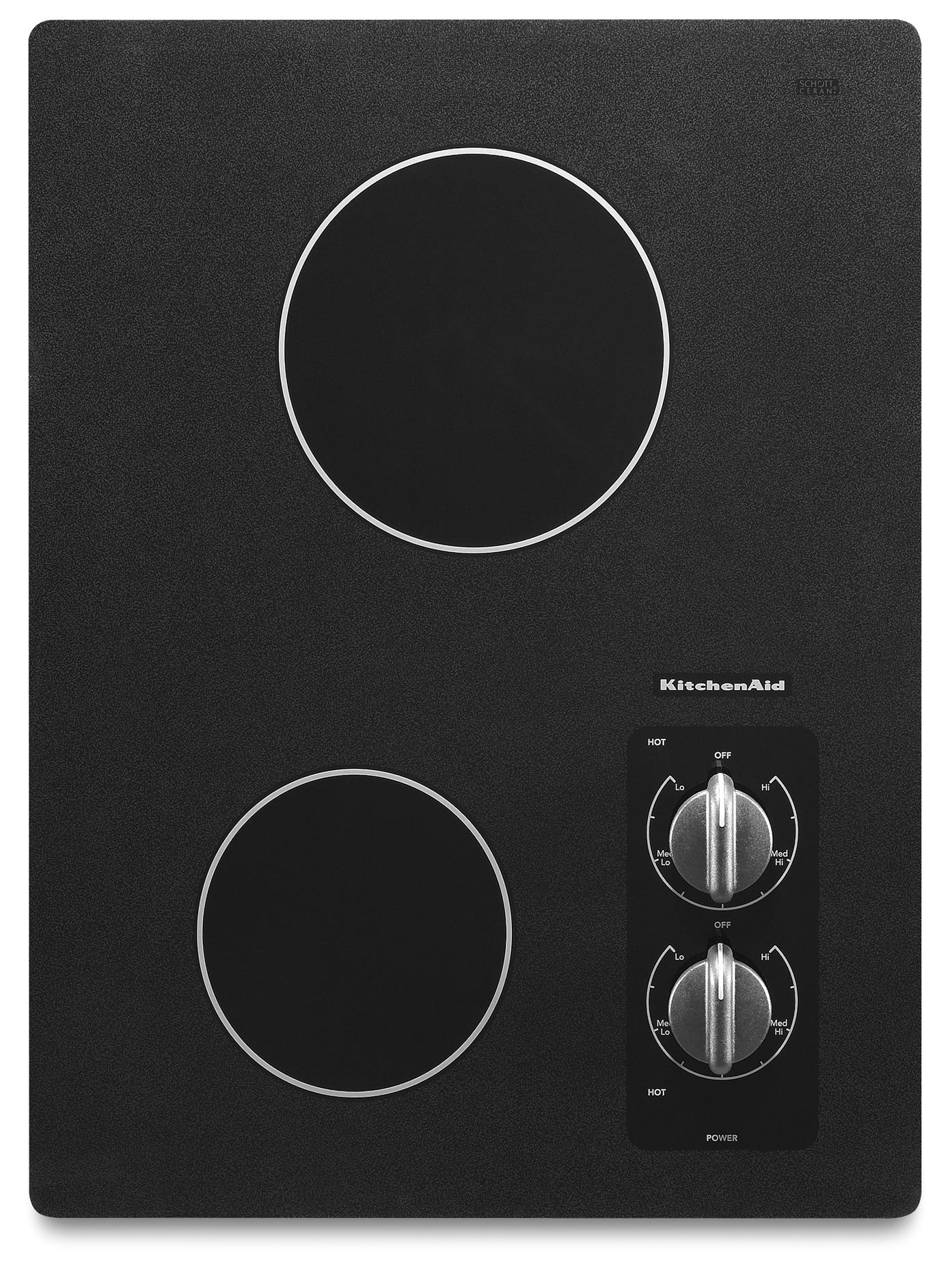 KitchenAid KECC056RBL 15" BuiltIn Electric Cooktop with Dual Radiant